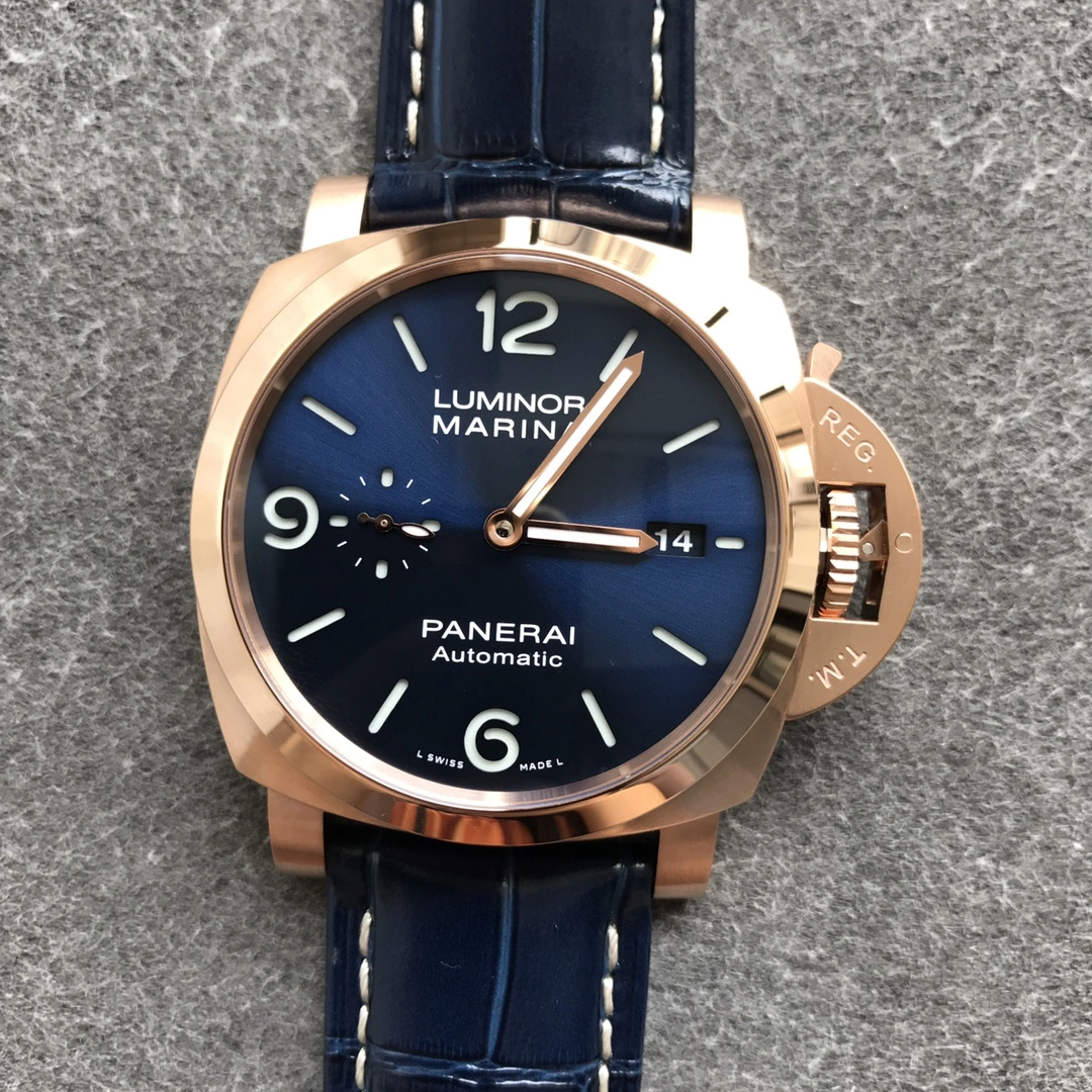 CBD Factory Panerai Luminor Marina Blue Dial Blue Leather Strap Goldtech Bezel (PAM01112) 1:1 Super Clone – DDP.9010 Movement Bold 382
